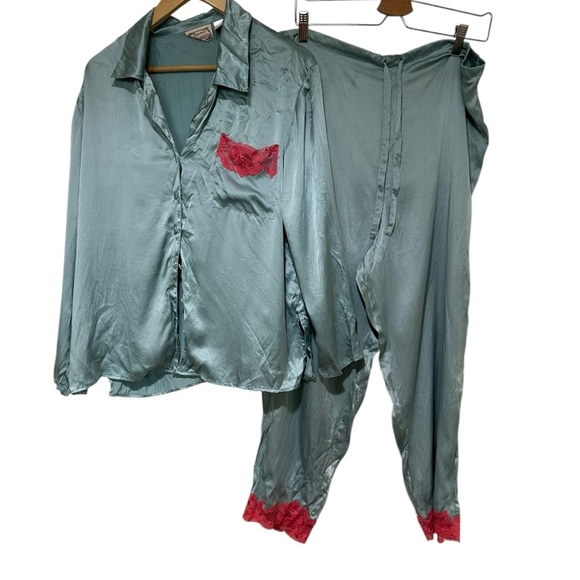 Vtg SILK Frederick's of Hollywood/Jacalyn Bennett lingerie pajama set L - Picture 1 of 7